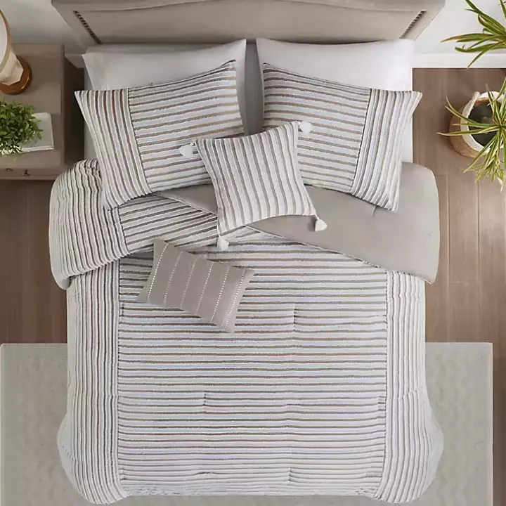 Neutral Striped 5-pc. King Comforter Set