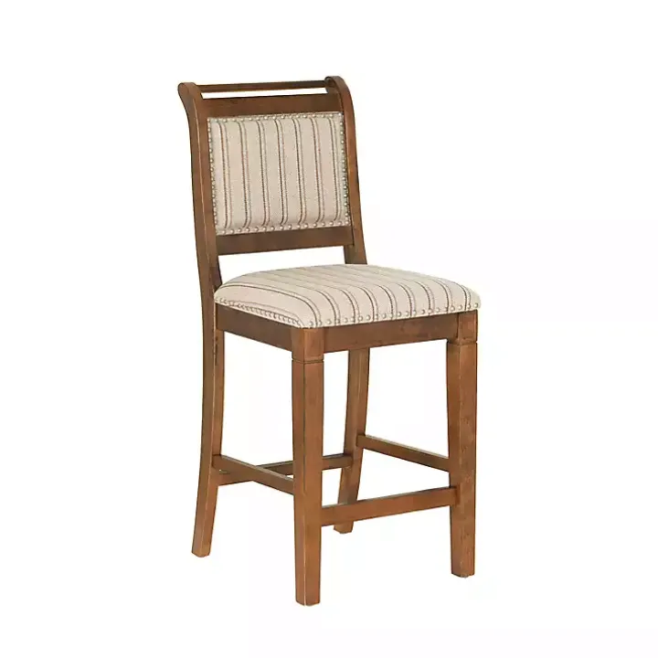 Neutral Stripes Upholstered Emmy Counter Stool