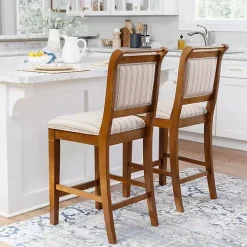 Neutral Stripes Upholstered Emmy Counter Stool