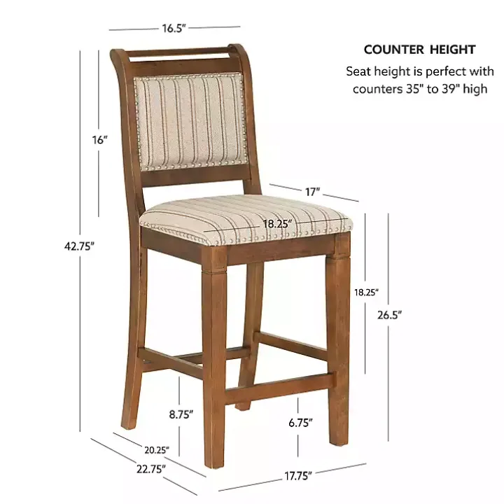 Neutral Stripes Upholstered Emmy Counter Stool