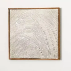 Neutral Textured Wood Framed Wall Plaque