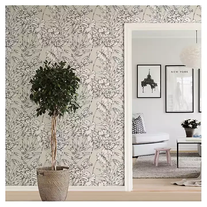 Neutral Tropic Floral Peel & Stick Wallpaper