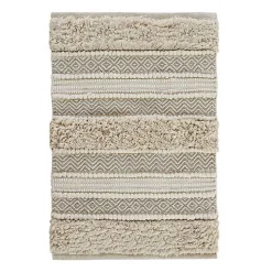 Neutral Tufted Stripes Woven Bath Mat