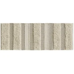 Neutral Tufted Stripes Woven Bath Runner
