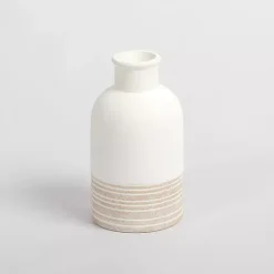 Neutral Two-Toned Ceramic Vase, 7 in.