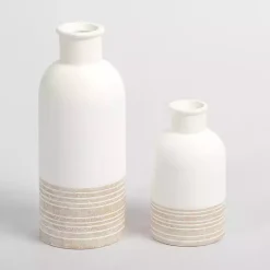 Neutral Two-Toned Ceramic Vase, 7 in.