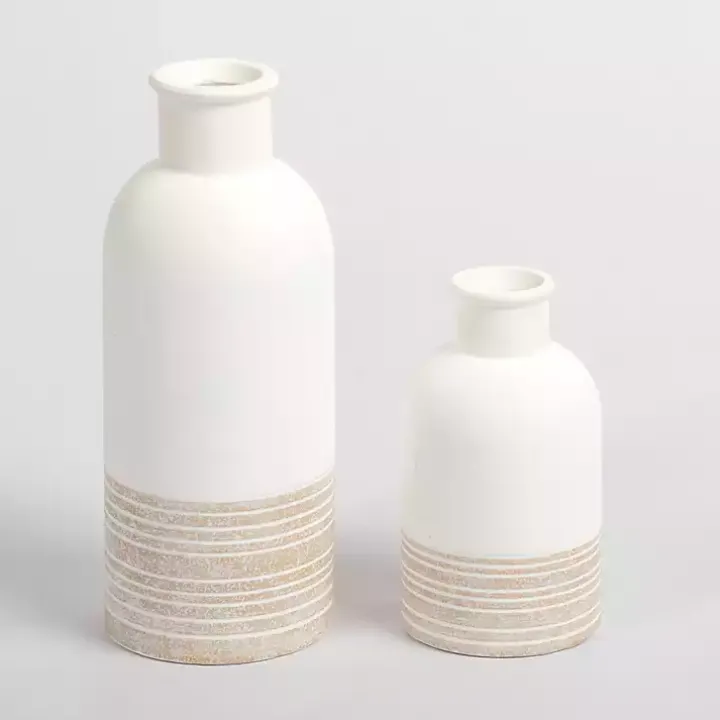 Neutral Two-Toned Ceramic Vase, 7 in.