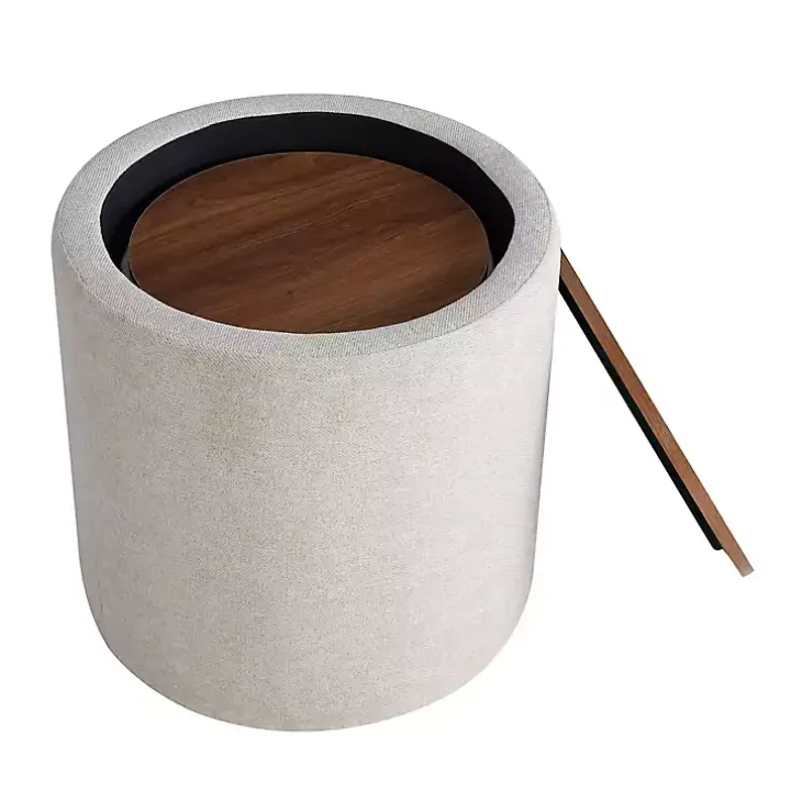 Neutral Upholstered Nesting Ottomans, Set of 2