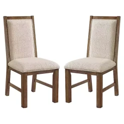Neutral Upholstered Oak Dining Chairs, Set of 2