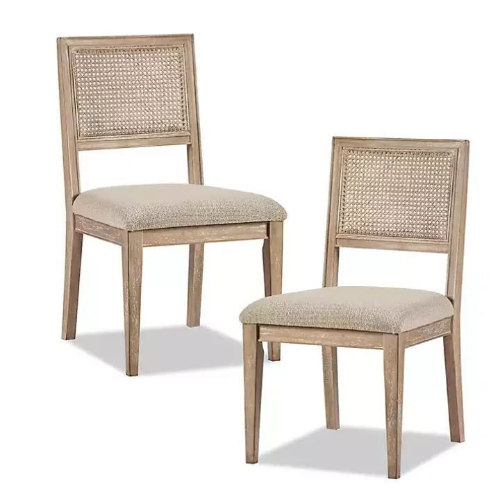 Neutral Woven Back Dining Chairs, Set of 2