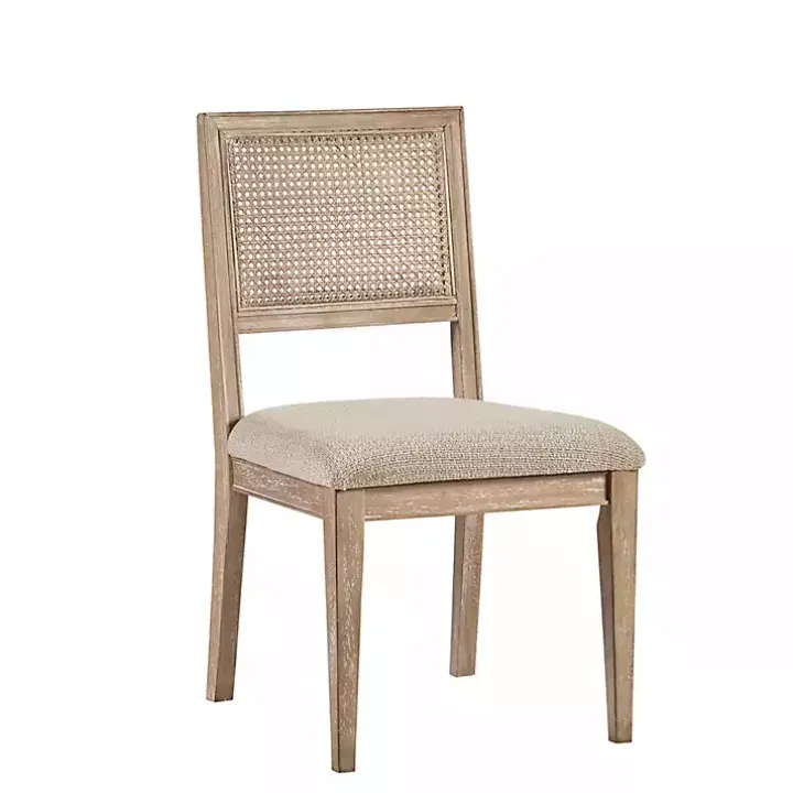 Neutral Woven Back Dining Chairs, Set of 2