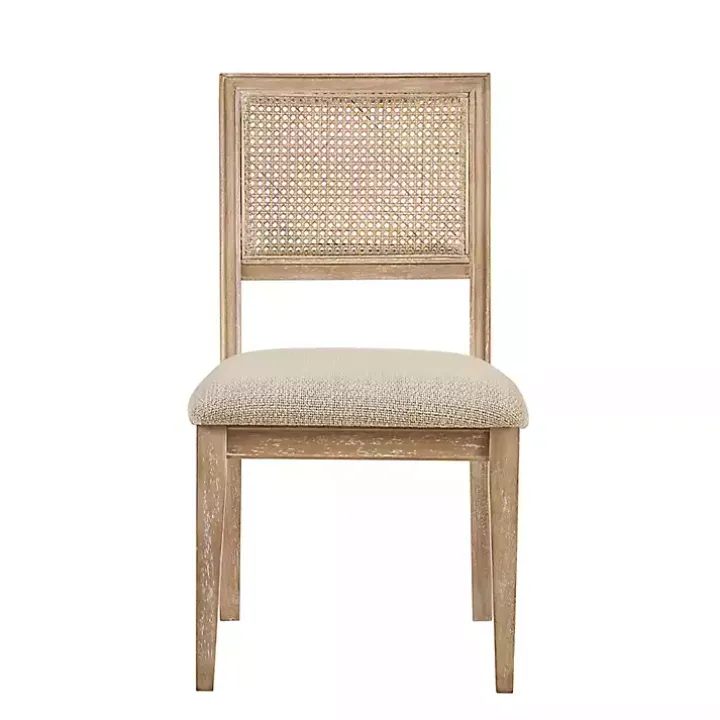 Neutral Woven Back Dining Chairs, Set of 2