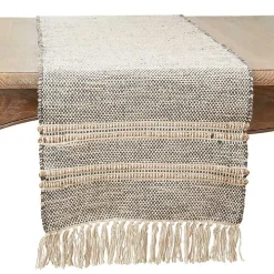 Neutral Woven Tassel Table Runner