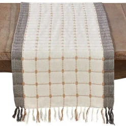 Neutral Woven Windowpane Table Runner