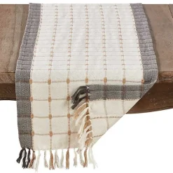 Neutral Woven Windowpane Table Runner
