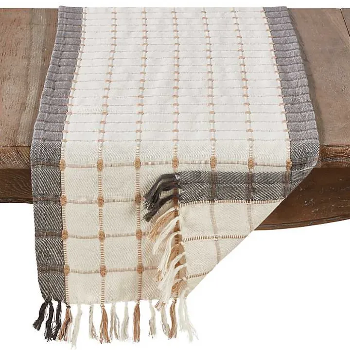 Neutral Woven Windowpane Table Runner