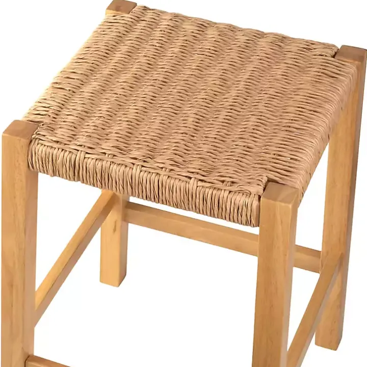 Newport Natural Wood and Rattan Counter Stool