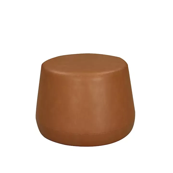 Newton Carmel Faux Leather Thimble Ottoman