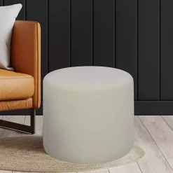 Newton Ivory Boucle Cylinder Ottoman