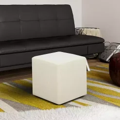 Newton Ivory Boucle Square Ottoman