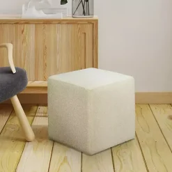 Newton Ivory Boucle Square Ottoman