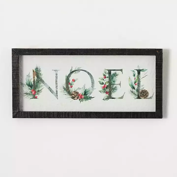 Noel with Holly Framed Wall Plaque