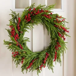Norfolk Pine Red Berry Christmas Wreath