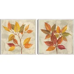 November Leaves Framed Canvas Art Print, Set of 2