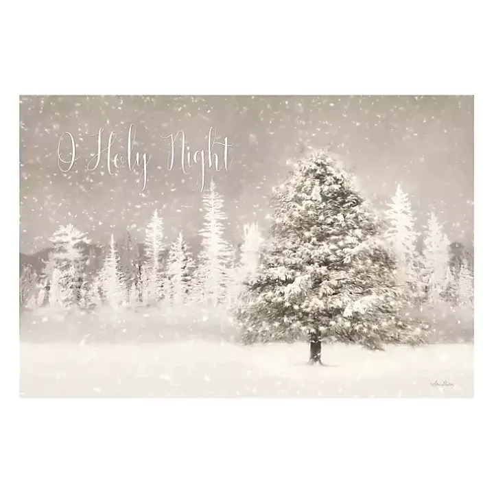 O Holy Night Snowy Tree Canvas Art Print