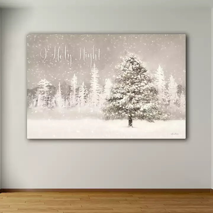 O Holy Night Snowy Tree Canvas Art Print