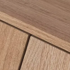 Oak Wood and Arched Rattan 2-Door Cabinet