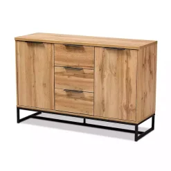Oak Wood and Metal Sideboard Buffet