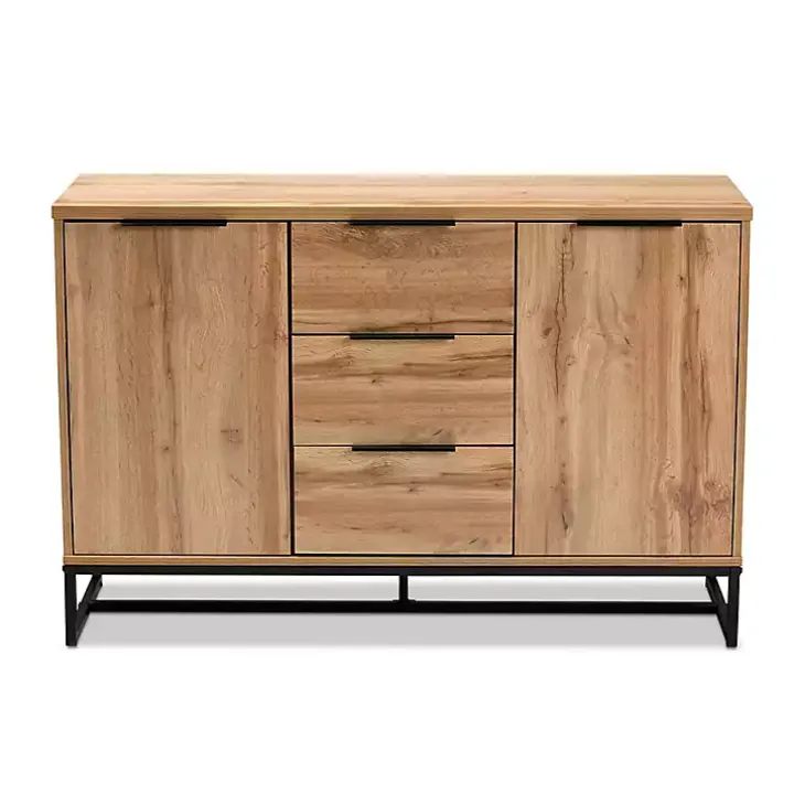 Oak Wood and Metal Sideboard Buffet