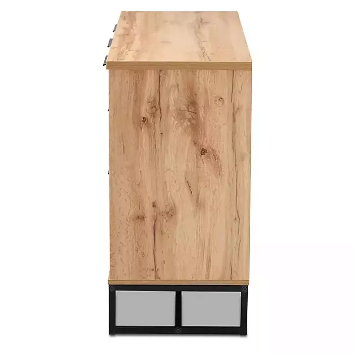 Oak Wood and Metal Sideboard Buffet