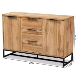 Oak Wood and Metal Sideboard Buffet