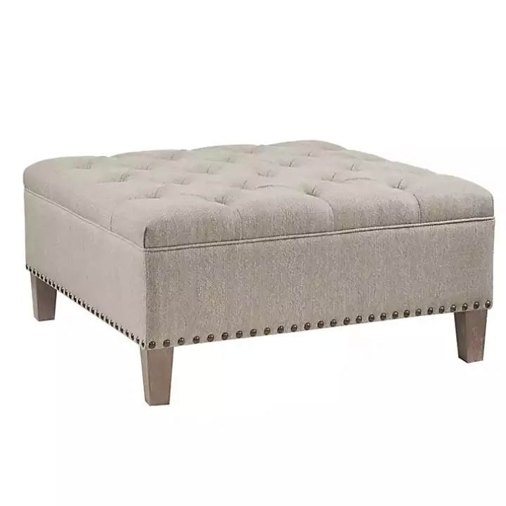 Oatmeal Tufted Square Ottoman