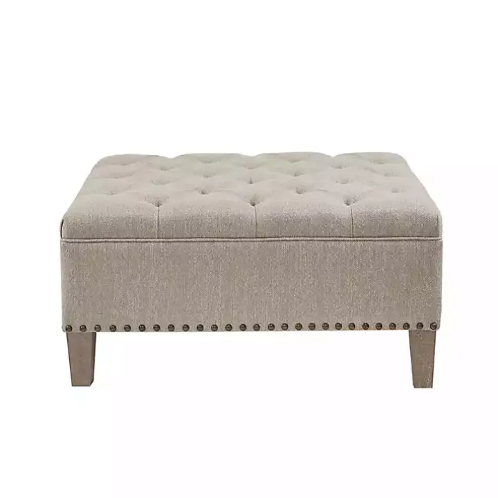Oatmeal Tufted Square Ottoman