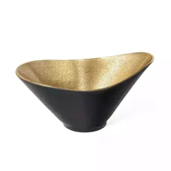 Oblong Black and Gold Bowl, 11 in