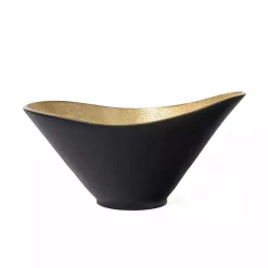 Oblong Black and Gold Bowl, 11 in