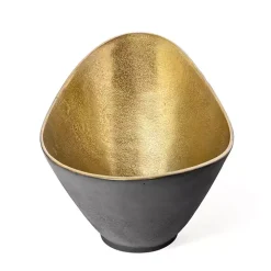 Oblong Black and Gold Bowl, 11 in