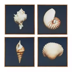 Ocean Shell Framed Canvas Art Prints, Set of 4