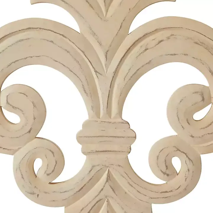 Off-White Distressed Fleur De Lis Wall Decoration