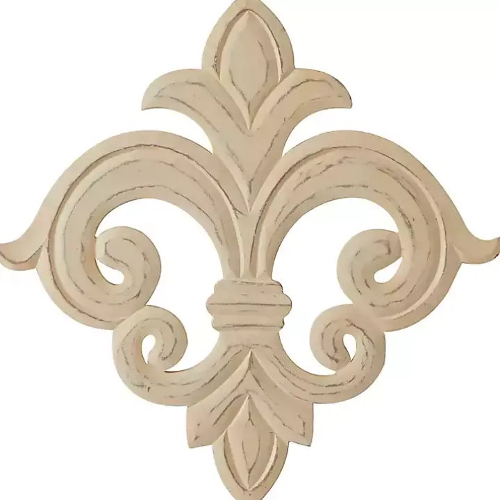 Off-White Distressed Fleur De Lis Wall Decoration
