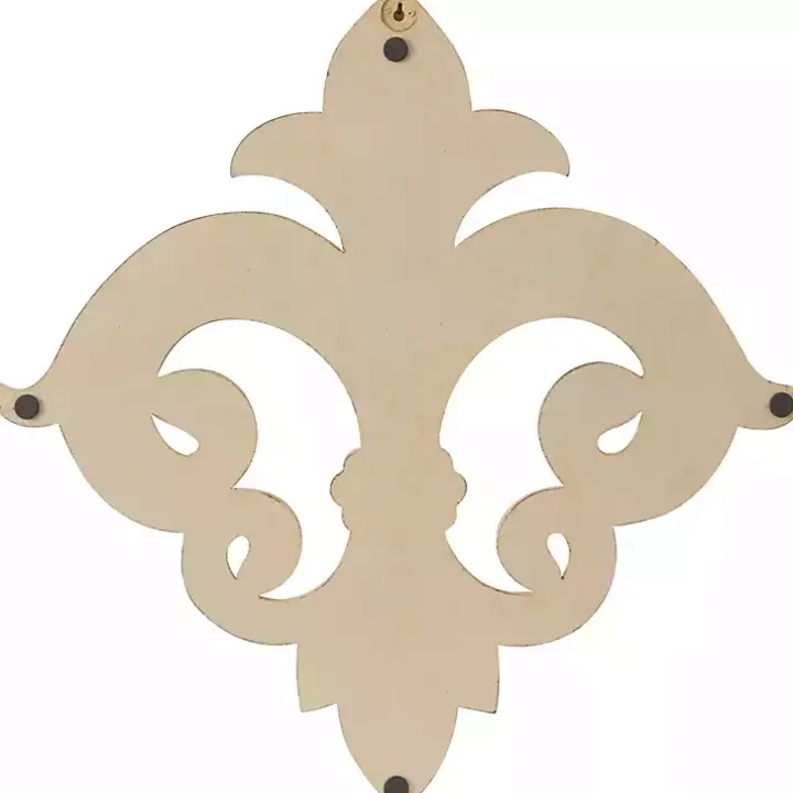 Off-White Distressed Fleur De Lis Wall Decoration
