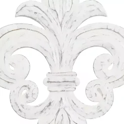 Off-White Distressed Fleur De Lis Wall Decoration