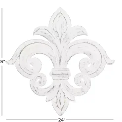 Off-White Distressed Fleur De Lis Wall Decoration