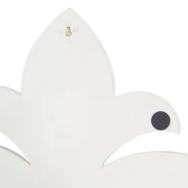 Off-White Distressed Fleur De Lis Wall Decoration