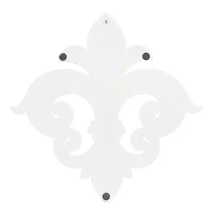 Off-White Distressed Fleur De Lis Wall Decoration