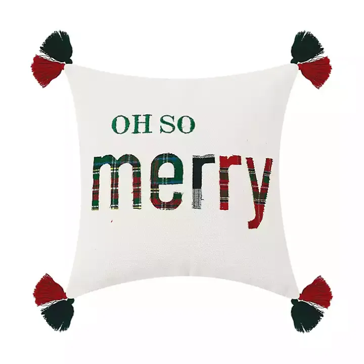 Oh So Merry Tassel Christmas Throw Pillow