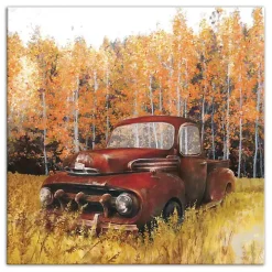 Old Truck in a Fall Field Canvas Art Print
